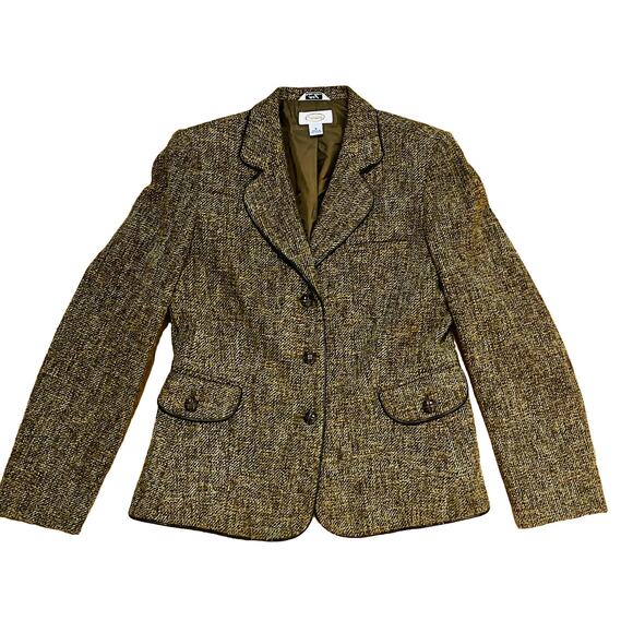 TALBOTS VINTAGE Italian fabric tweed blazer 8 career mature academia professor - Picture 3 of 9